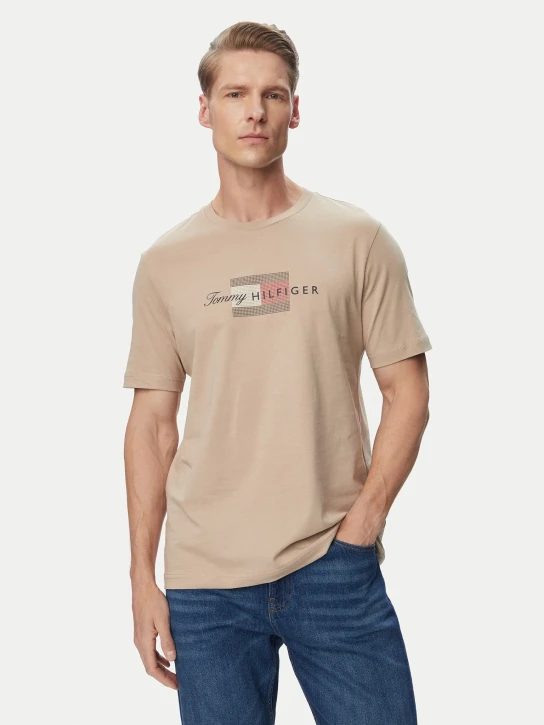 Tommy Hilfiger pánské béžové tričko
