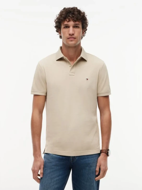 Tommy Hilfiger pánské béžové polo tričko