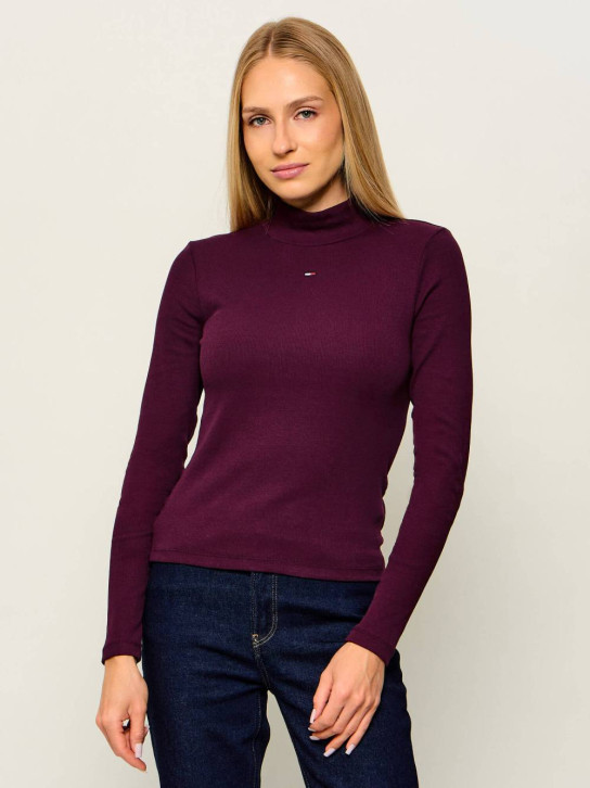 Tommy Jeans dámské vínové tričko