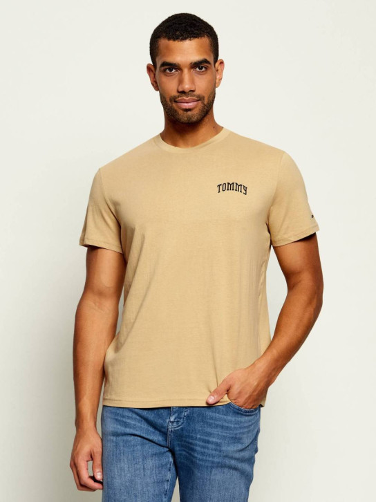 Tommy Jeans pánské béžové triko