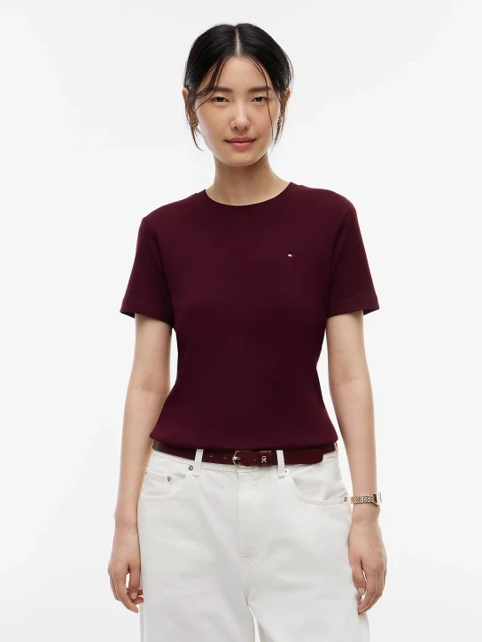 Tommy Hilfiger dámské tmavě vínové tričko