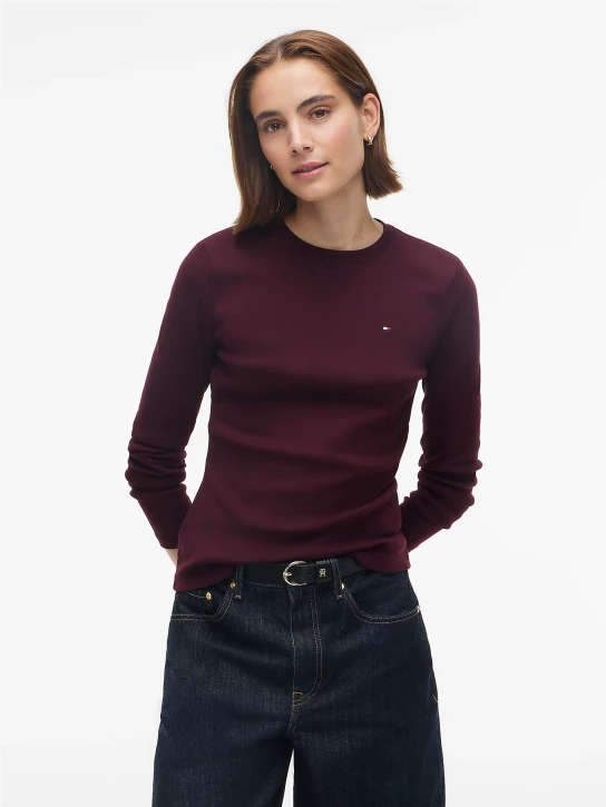 Tommy Hilfiger dámské tmavě vínové tričko