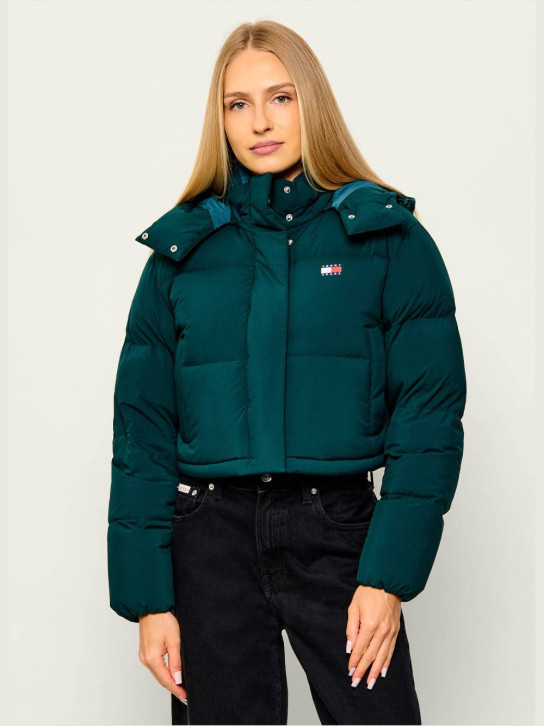 Tommy Jeans dámská zelená zimní bunda