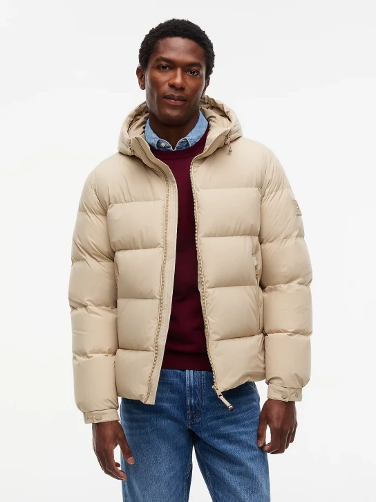 Tommy Hilfiger pánská béžová péřová bunda