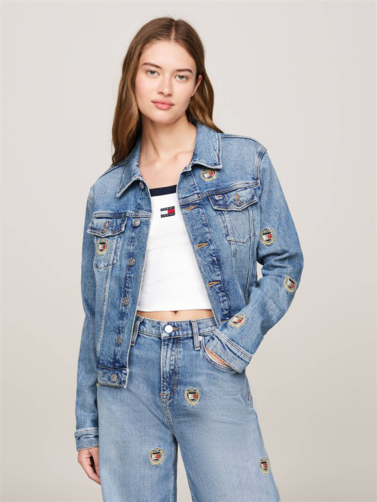 Tommy Jeans dámská modrá džínová bunda