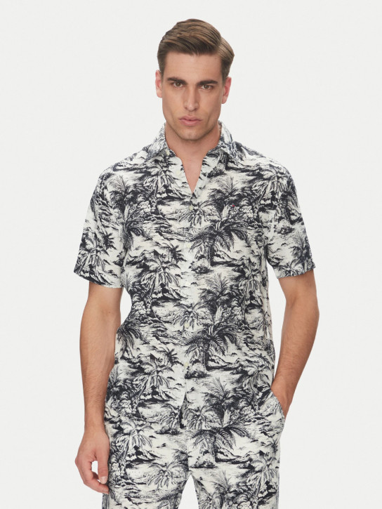 Tommy Hilfiger pánská lněná košile s krátkým rukávem