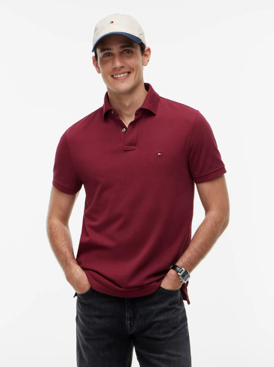 Tommy Hilfiger pánské vínové polo tričko