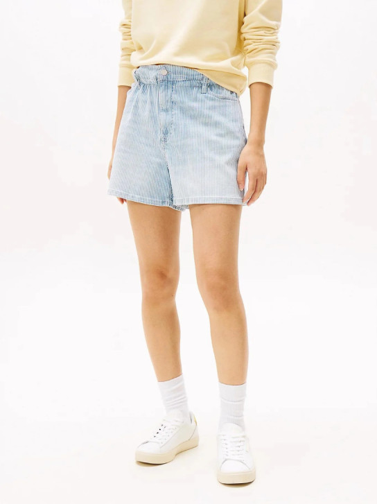 Tommy Jeans dámské modré pruhované džínové šortky