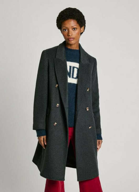 Pepe Jeans dámský tmavě šedý kabát BETH