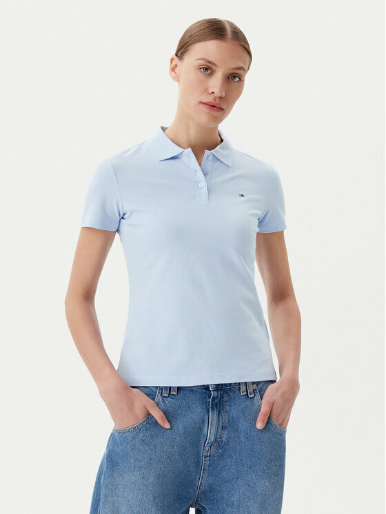 detail Tommy Jeans dámské modré polo tričko
