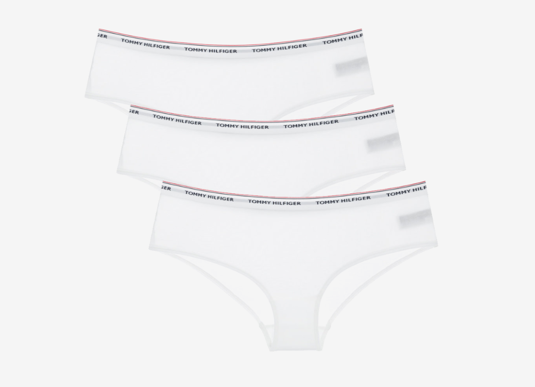detail Tommy Hilfiger dámské bílé kalhotky 3 pack Essentials