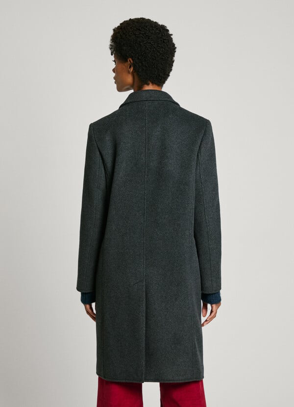 detail Pepe Jeans dámský tmavě šedý kabát BETH