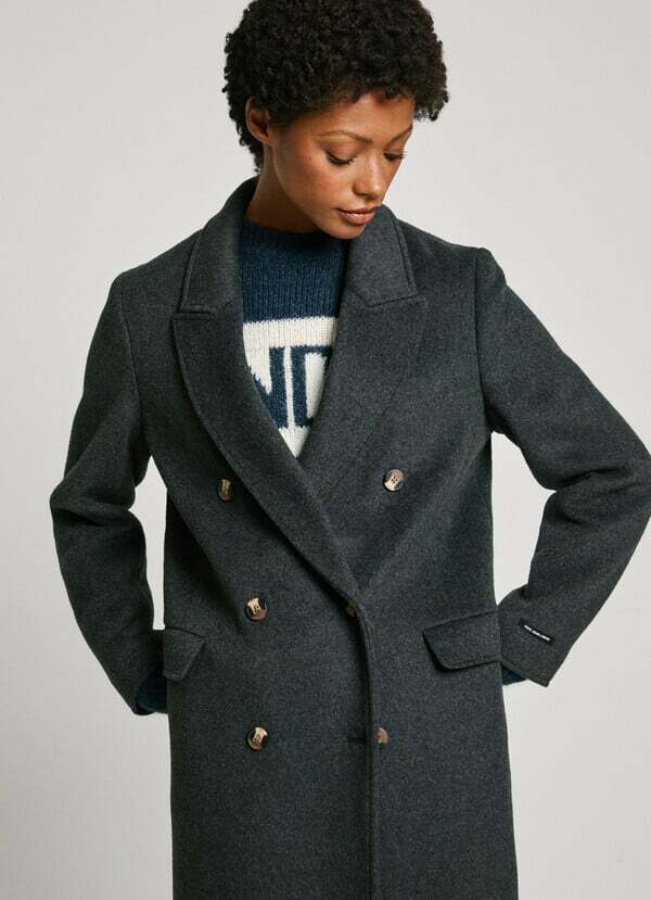 detail Pepe Jeans dámský tmavě šedý kabát BETH