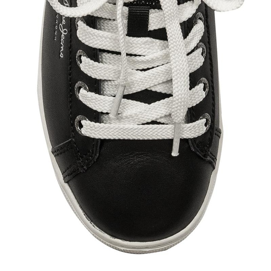 detail Pepe Jeans dámské černé kožené tenisky Roxy