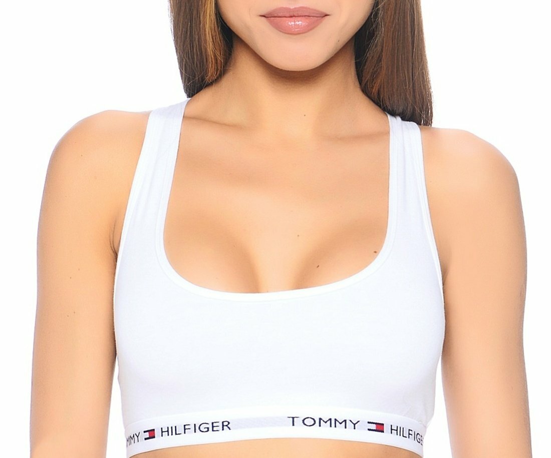 detail Tommy Hilfiger dámská bílá sportovní podprsenka Iconic